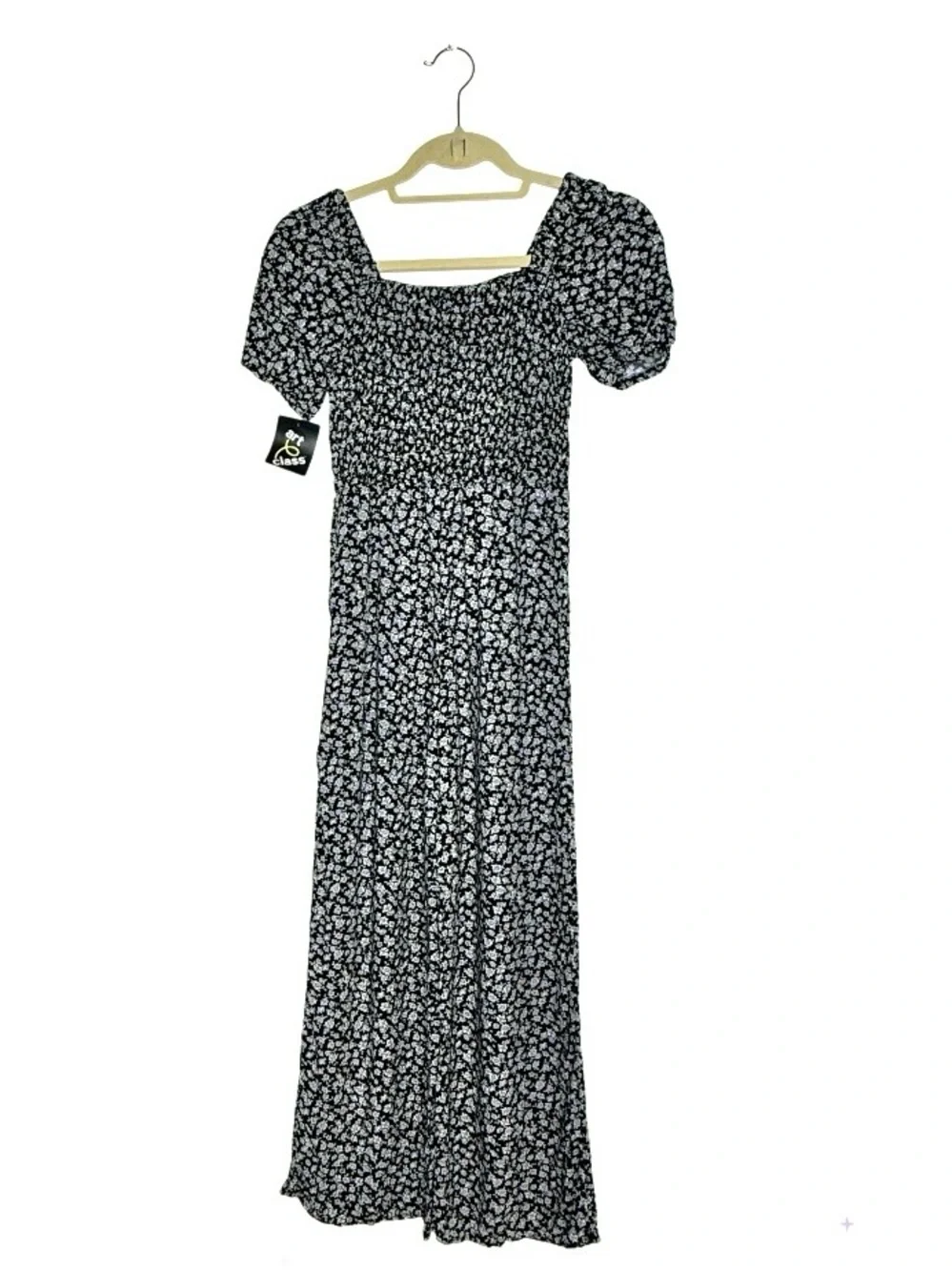 Art Class Target Black Floral Smocked Wide Leg‎ Romper Jumpsuit Girls L (10-12)